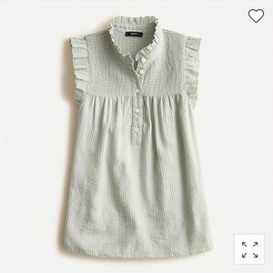 J.Crew Garden Top in Soft Gauze Cotton Light Green Medium M Ruffle